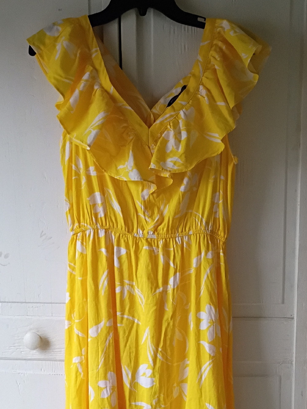 Banana Republic Yellow & White Ruffle Midi Dress Size SP